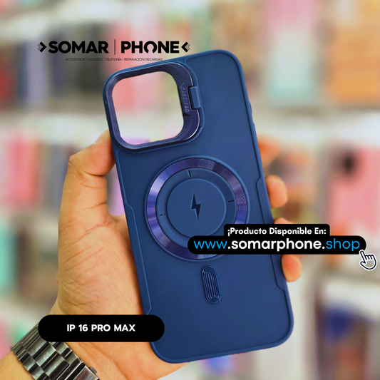 Funda MagSafe Para iPhone 16 Pro Max En Color Azul C/Soporte