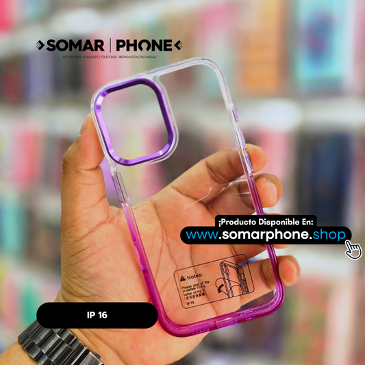Funda AcriColor Para iPhone 16 Traslucida Con Borde De Color Morado